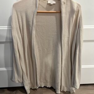 LOFT Cream Open-Front Cardigan Knit Top